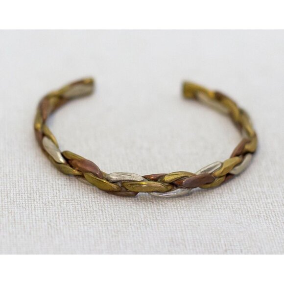 7 inch, Vintage Stone Shapes Copper Brass Cuff Bracelet - AX9 - Picture 1 of 3